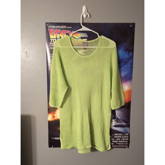 Chico's Tops - Easywear By Chicos Lime Green Mesh Blouse Women's Size 2 Swimsuit Cover